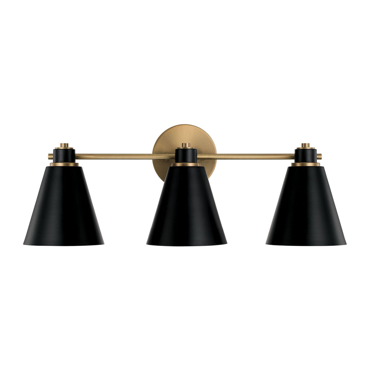 Avin 3 Light Vanity, Matte Black and Aged Brass