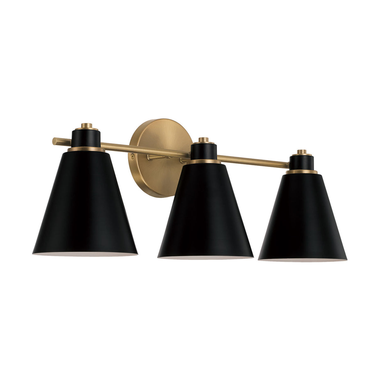 Avin 3 Light Vanity, Matte Black and Aged Brass