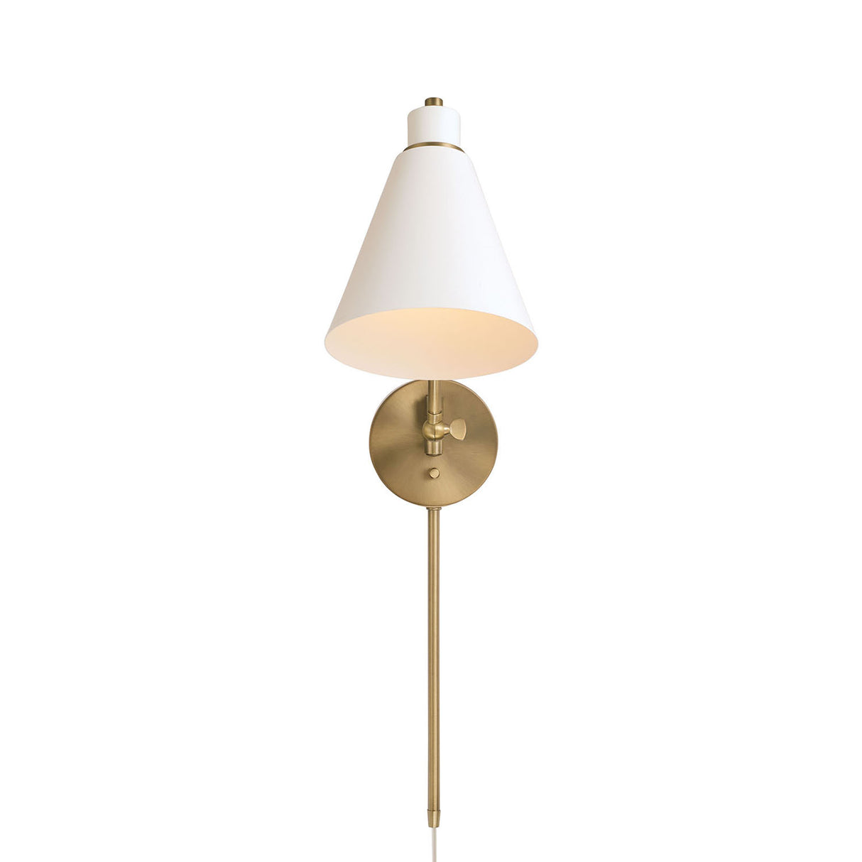 Avin Adjustable Wall Sconce, White and Aged Brass