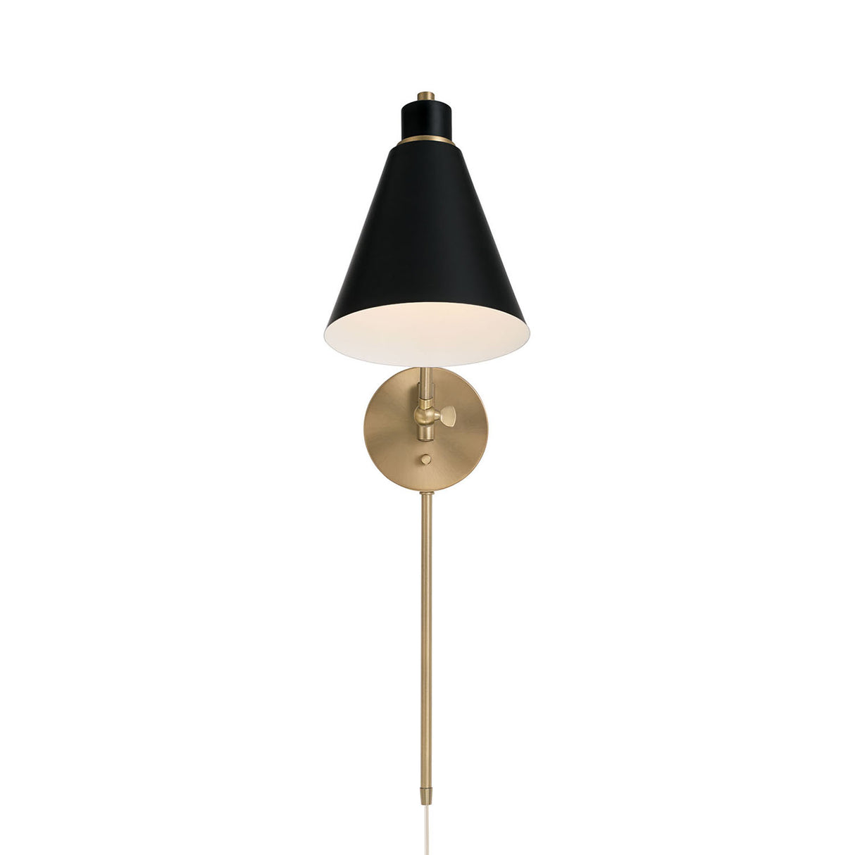 Avin Adjustable Wall Sconce, Matte Black and Aged Brass