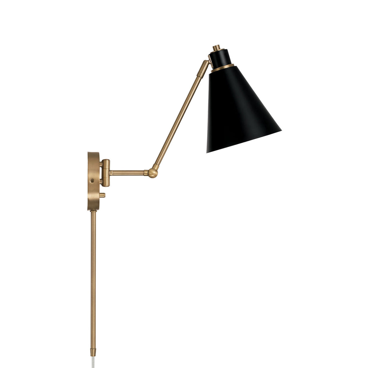 Avin Adjustable Wall Sconce, Matte Black and Aged Brass