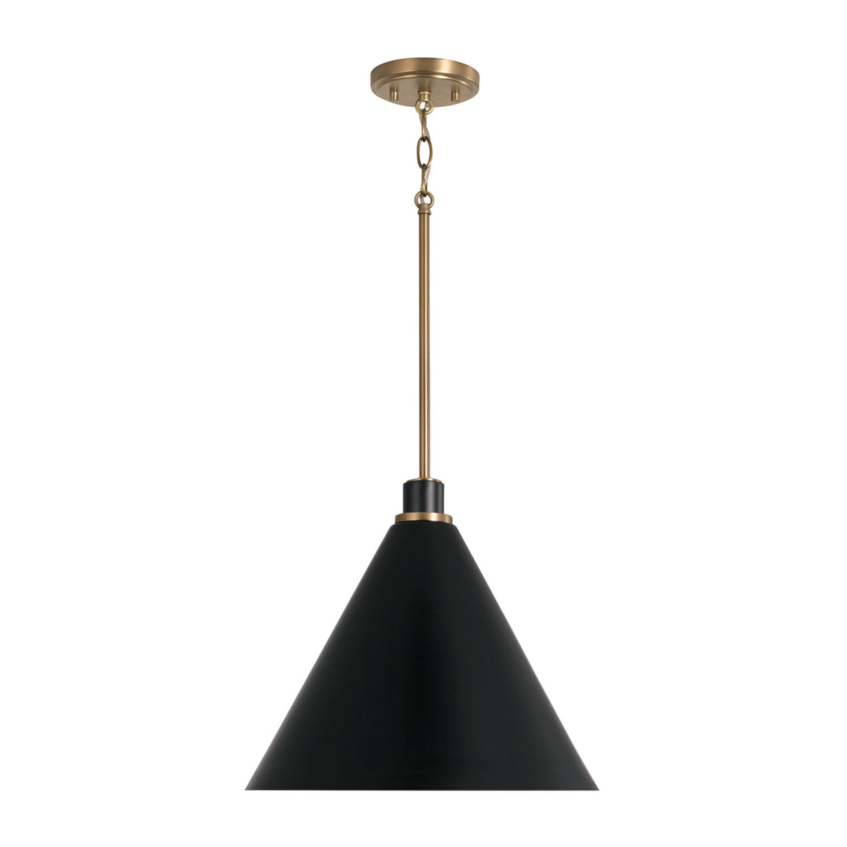 Avin Pendant 15", Matte Black and Aged Brass