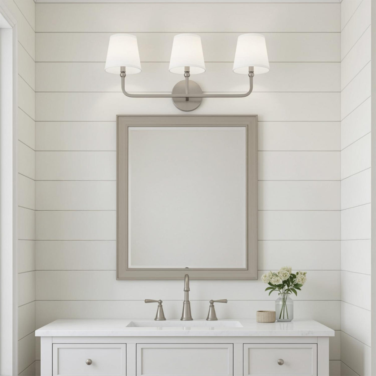 Elowen 3 Light Vanity, Brushed Nickel