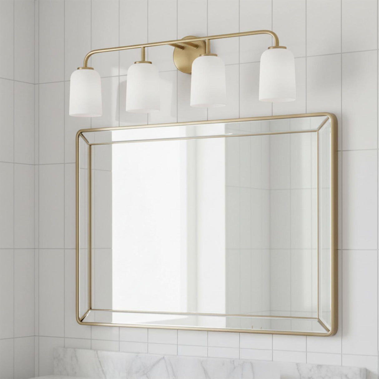 Elira 4 Light Vanity, Aged Brass