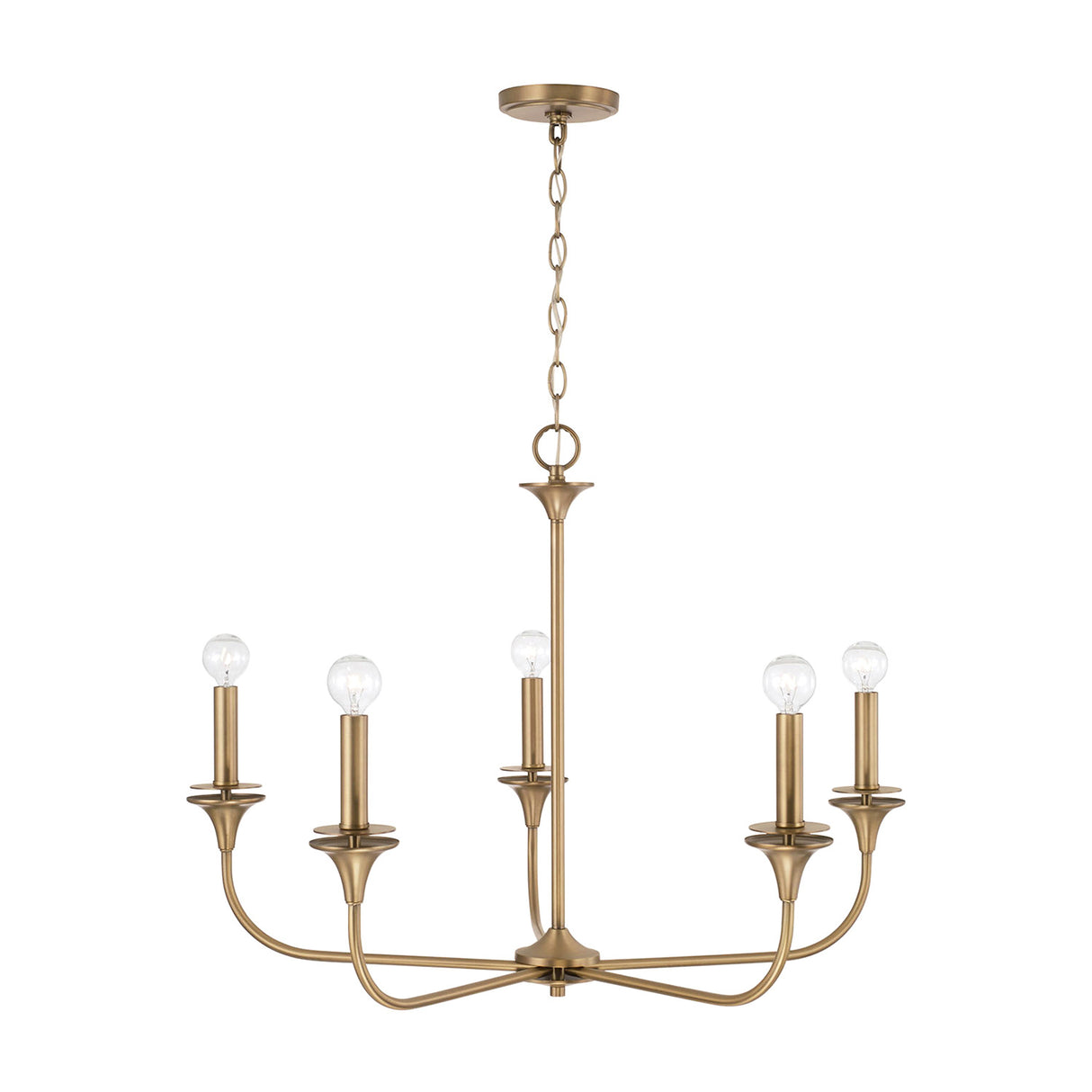 Harper 5 Light Chandelier 31", Aged Brass