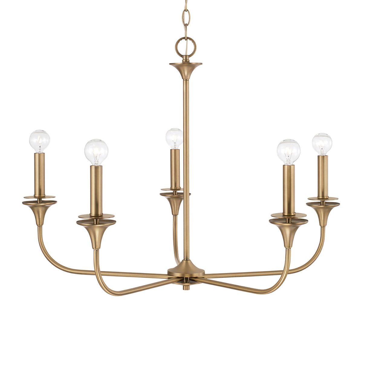 Harper 5 Light Chandelier 31", Aged Brass