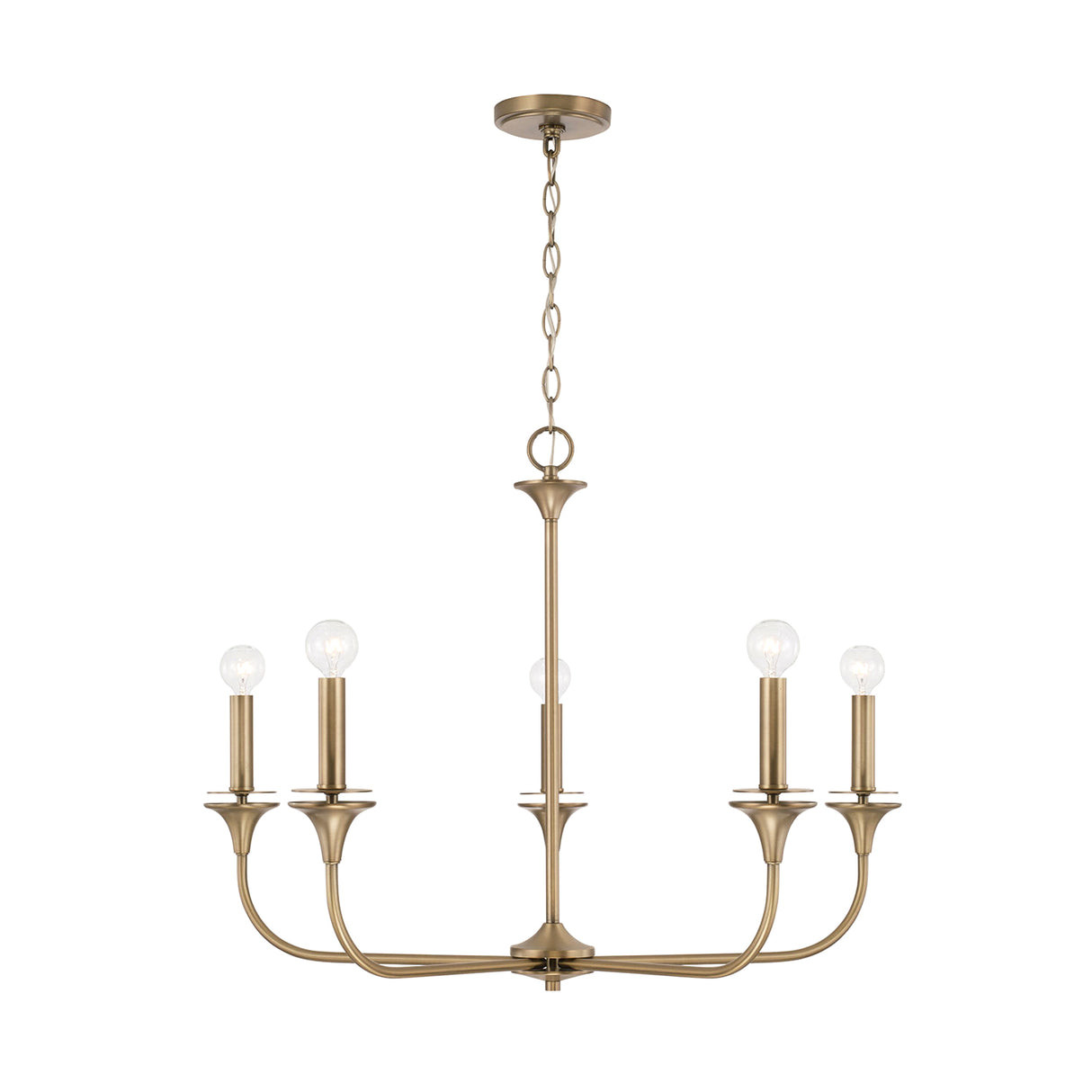Harper 5 Light Chandelier 31", Aged Brass