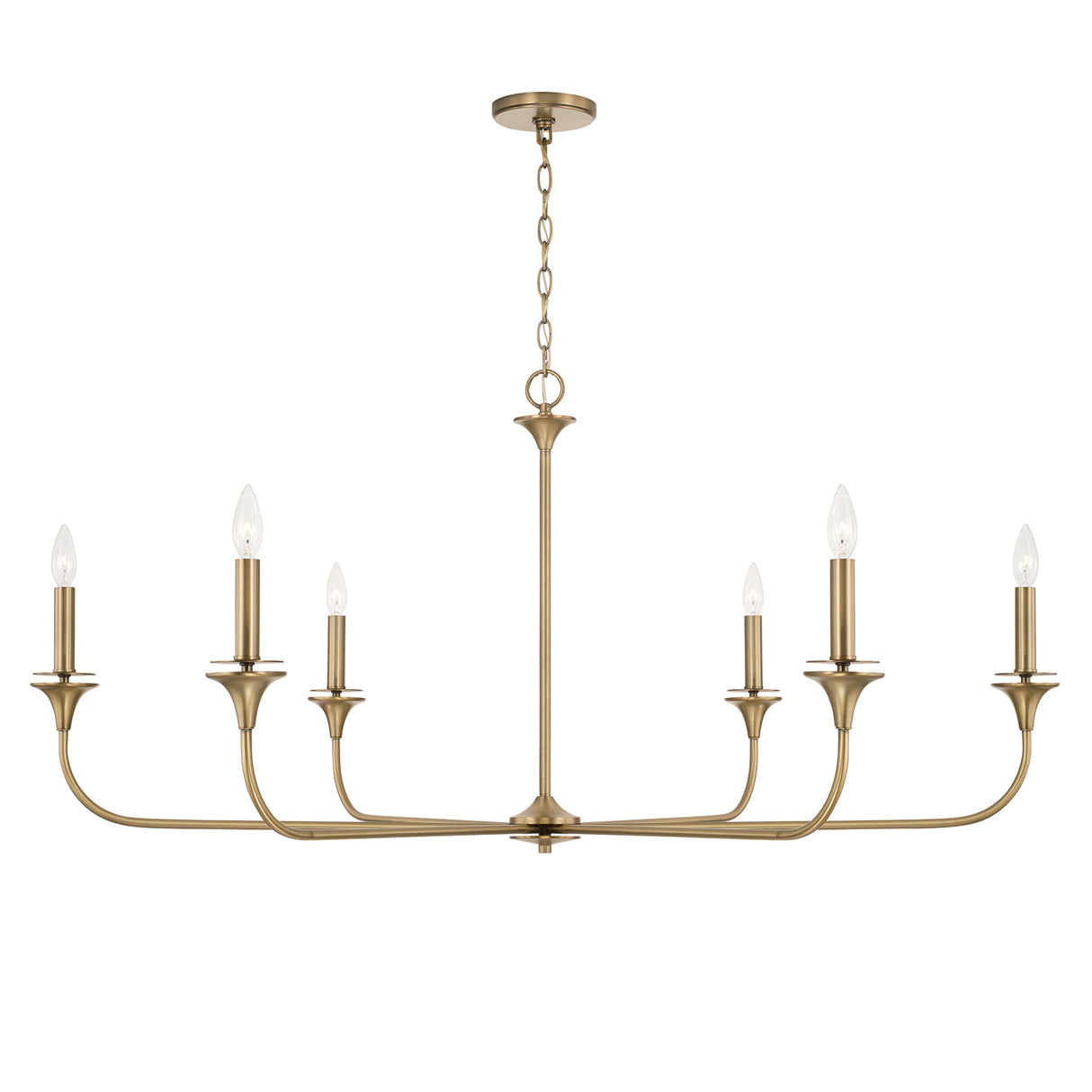 Harper 6 Light Chandelier 49", Aged Brass