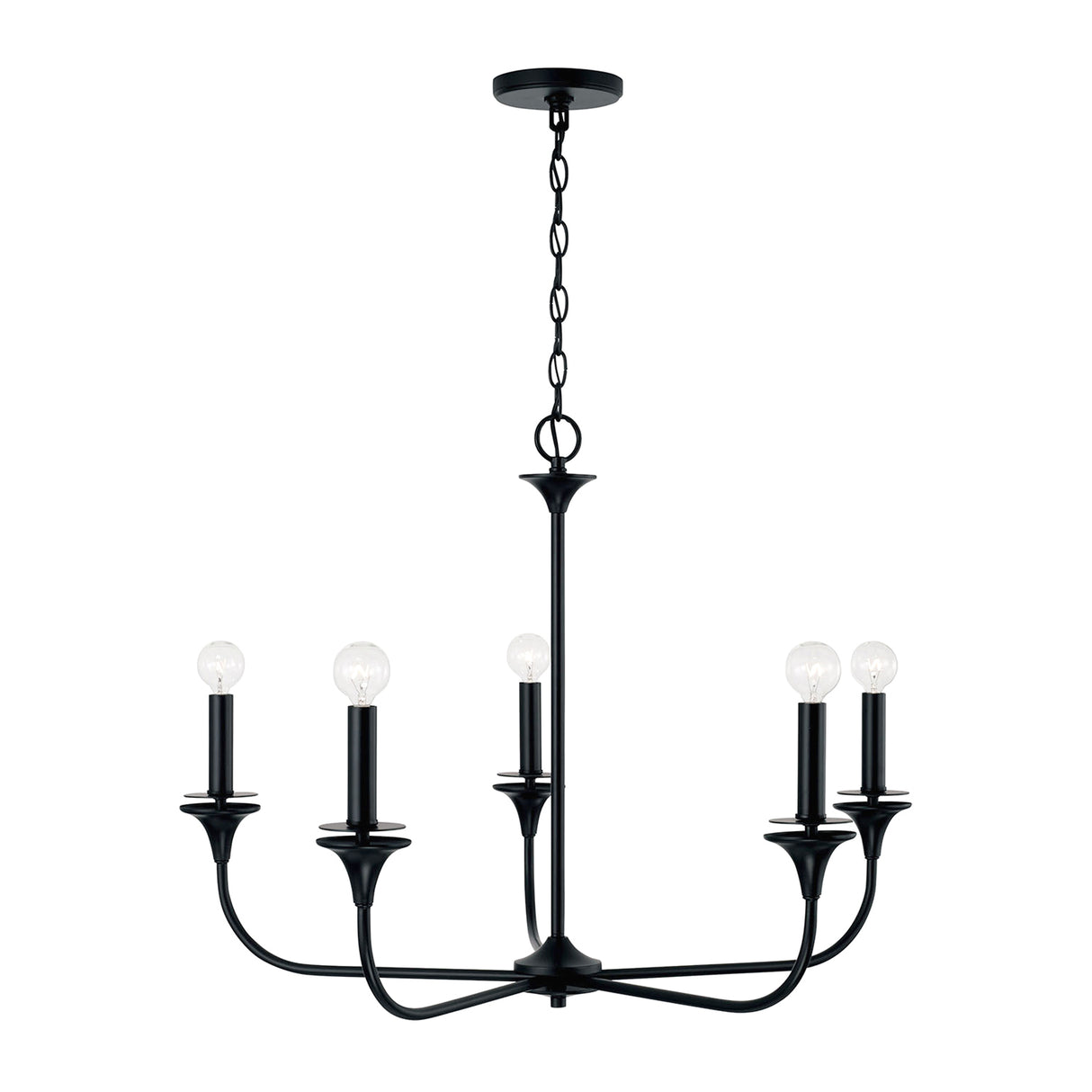 Harper 5 Light Chandelier 31", Matte Black