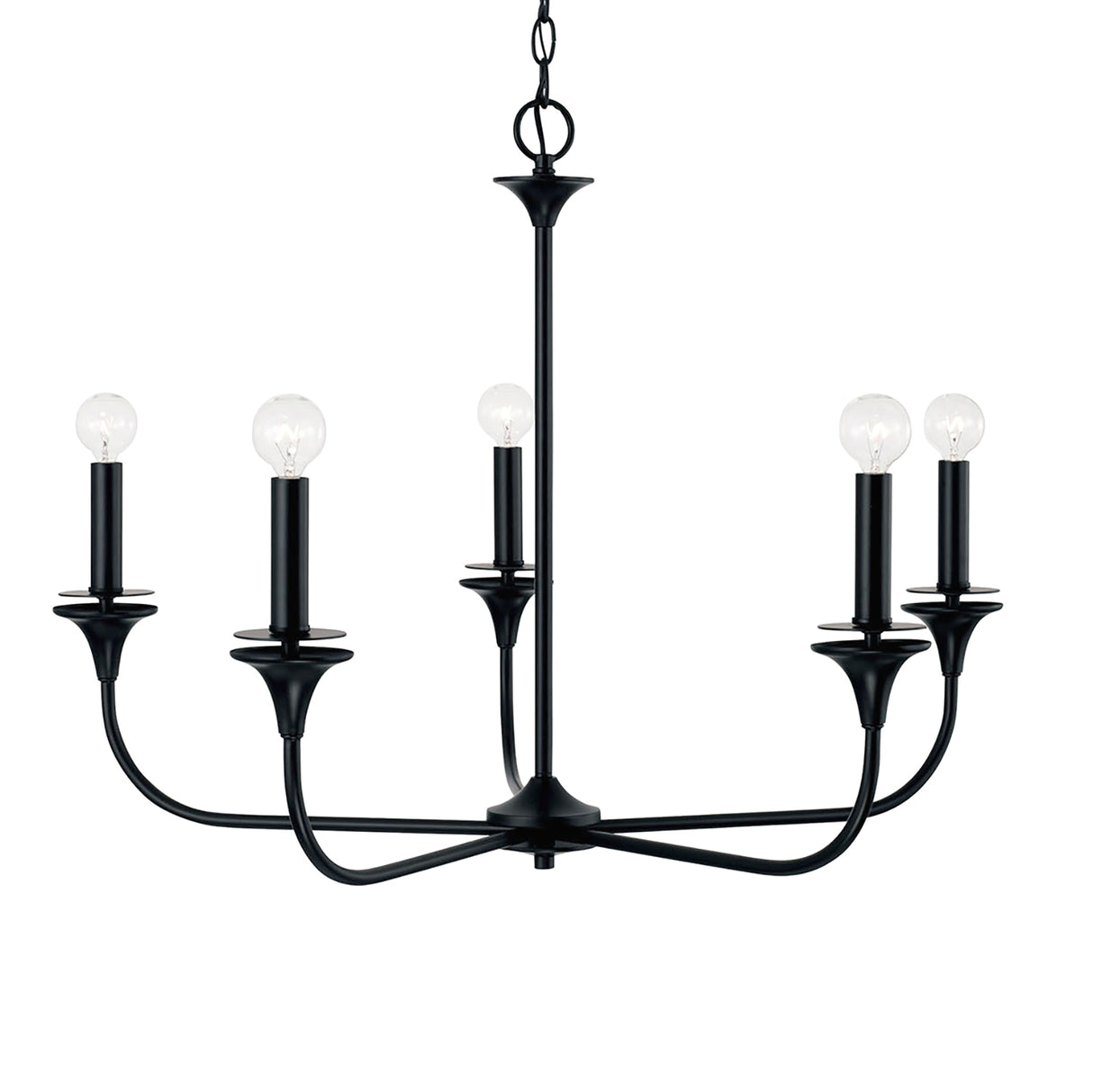 Harper 5 Light Chandelier 31", Matte Black