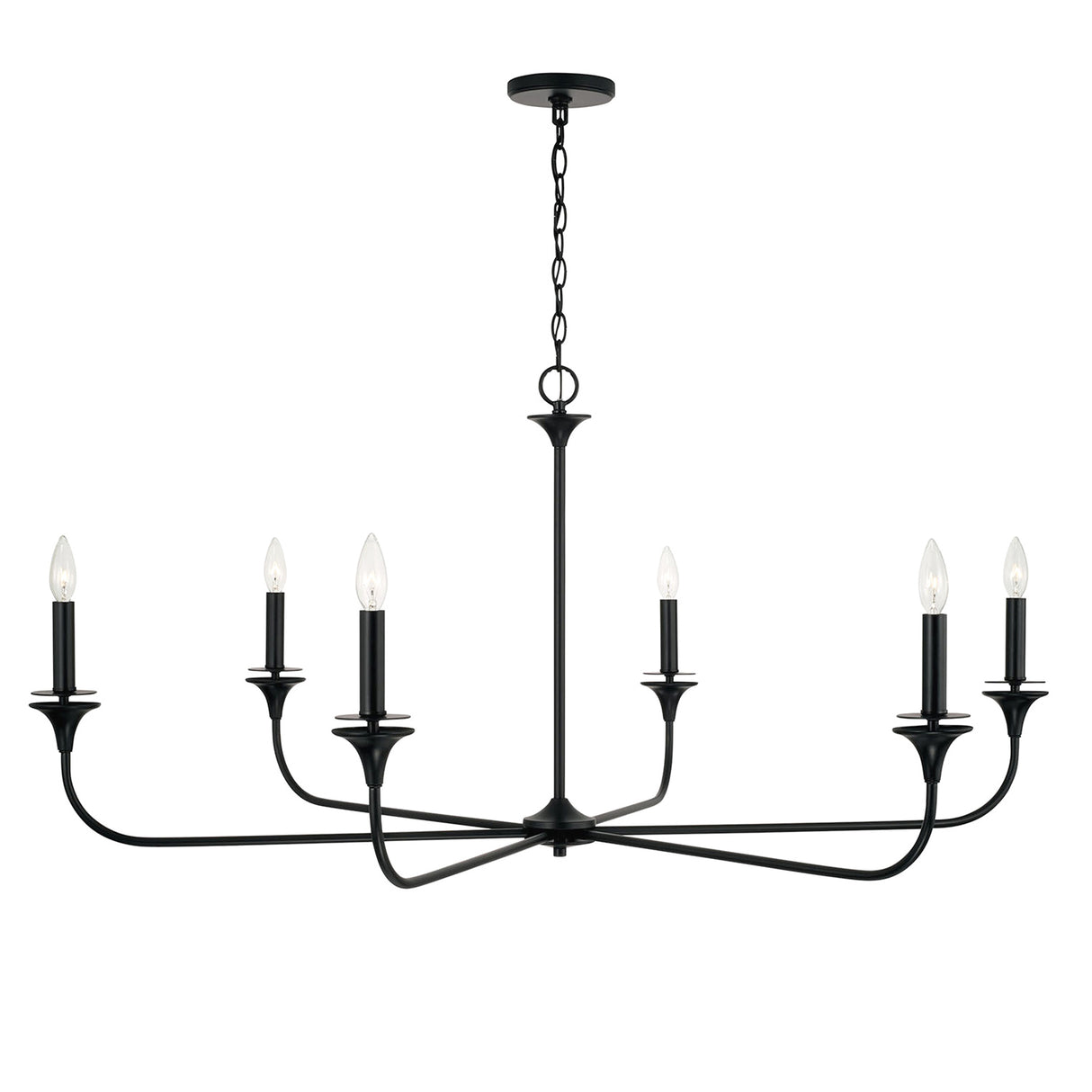 Harper 6 Light Chandelier 49", Matte Black