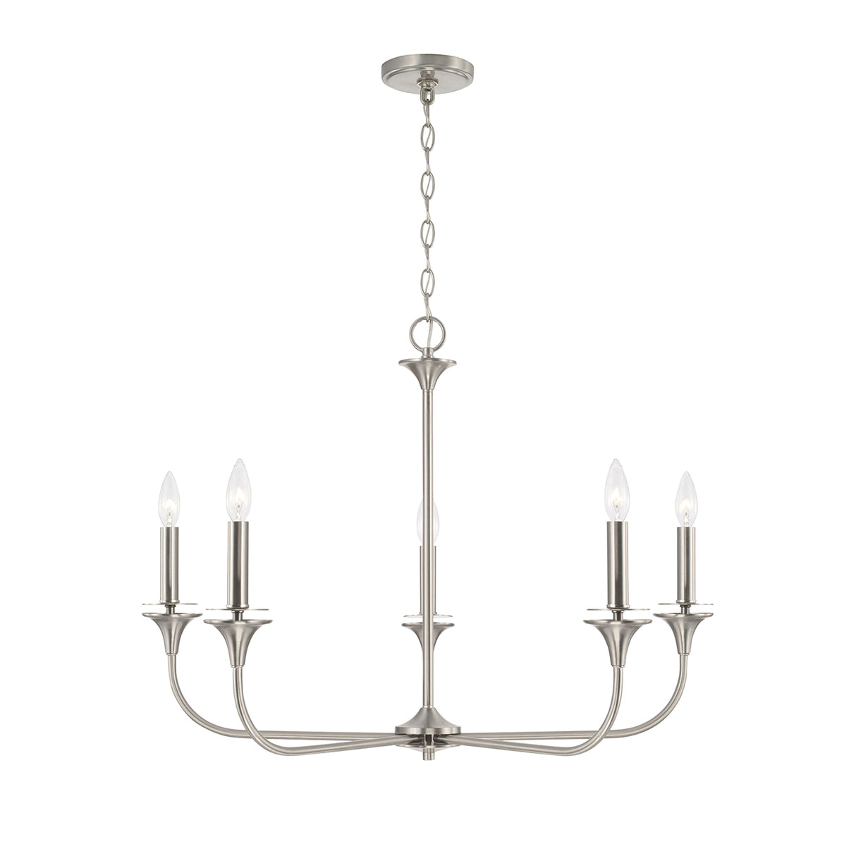 Harper 5 Light Chandelier 31", Brushed Nickel