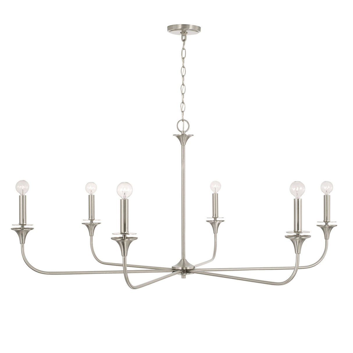 Harper 6 Light Chandelier 49", Brushed Nickel