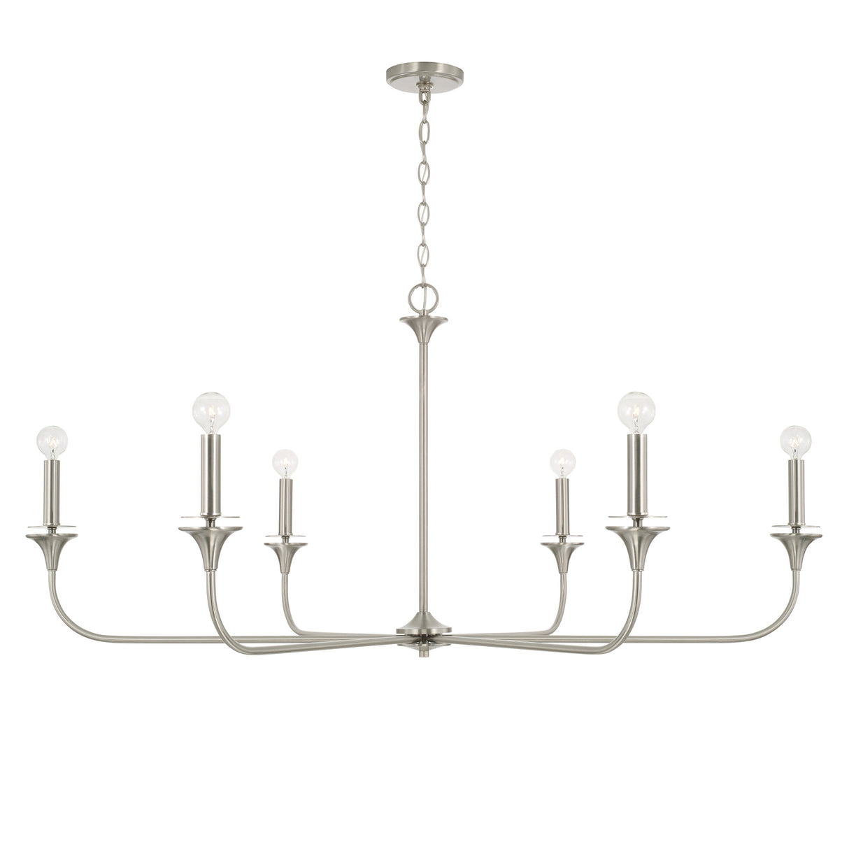Harper 6 Light Chandelier 49", Brushed Nickel