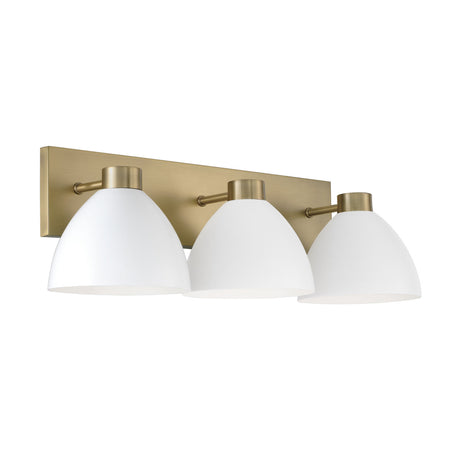 Cleo 3 Light Vanity, White and Aged Brass