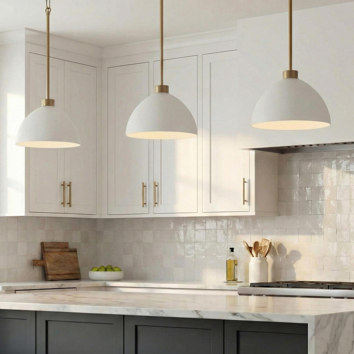 Cleo Pendant 13", White and Aged Brass