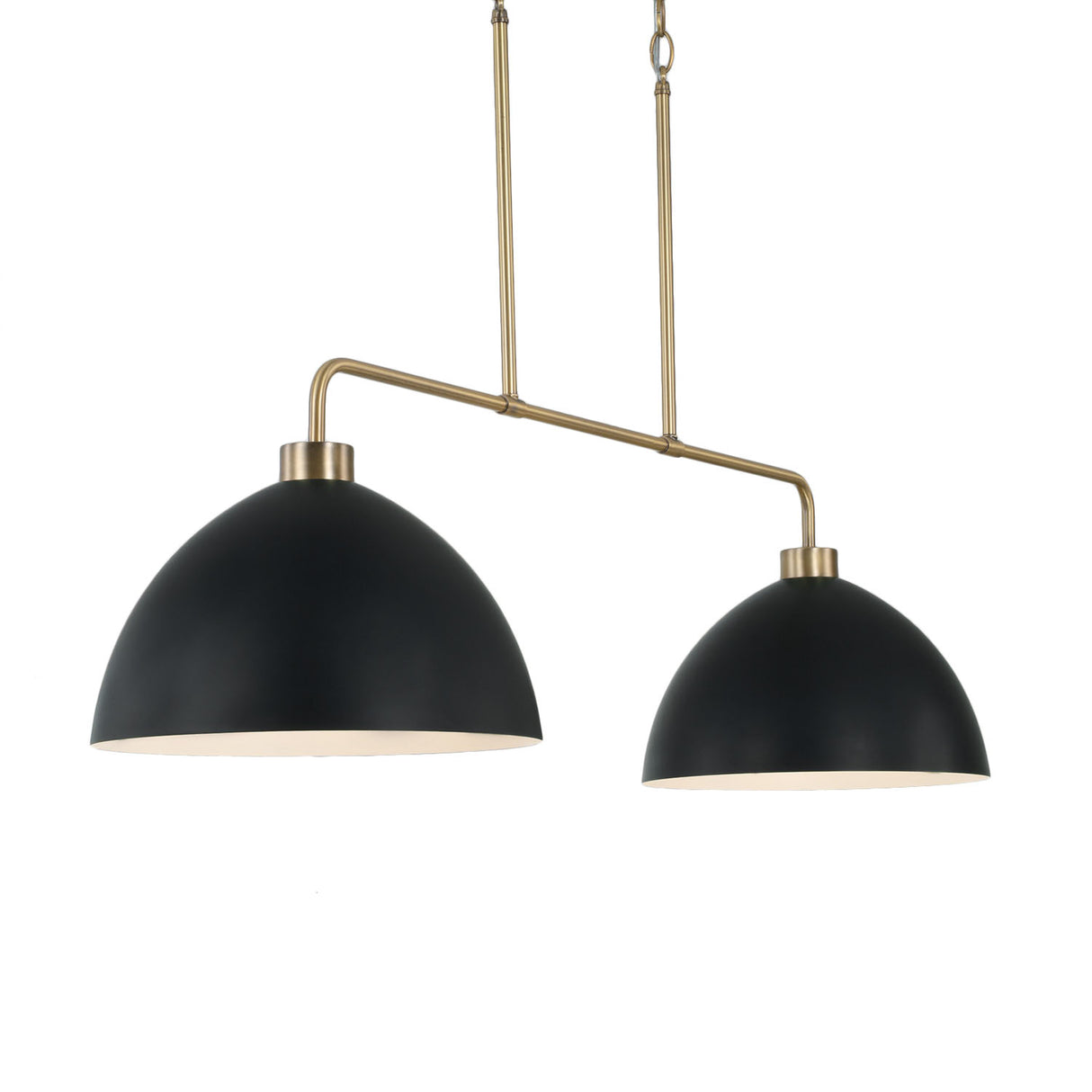 Cleo 2 Light Linear Pendant 44", Matte Black and Aged Brass