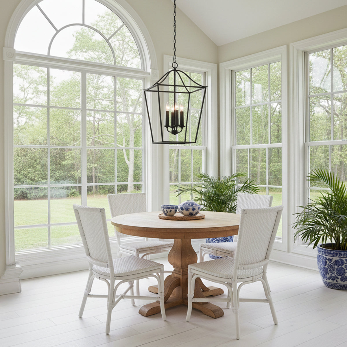 Eloise Lantern Pendant 16", Textured Black for Coastal home with White Siding