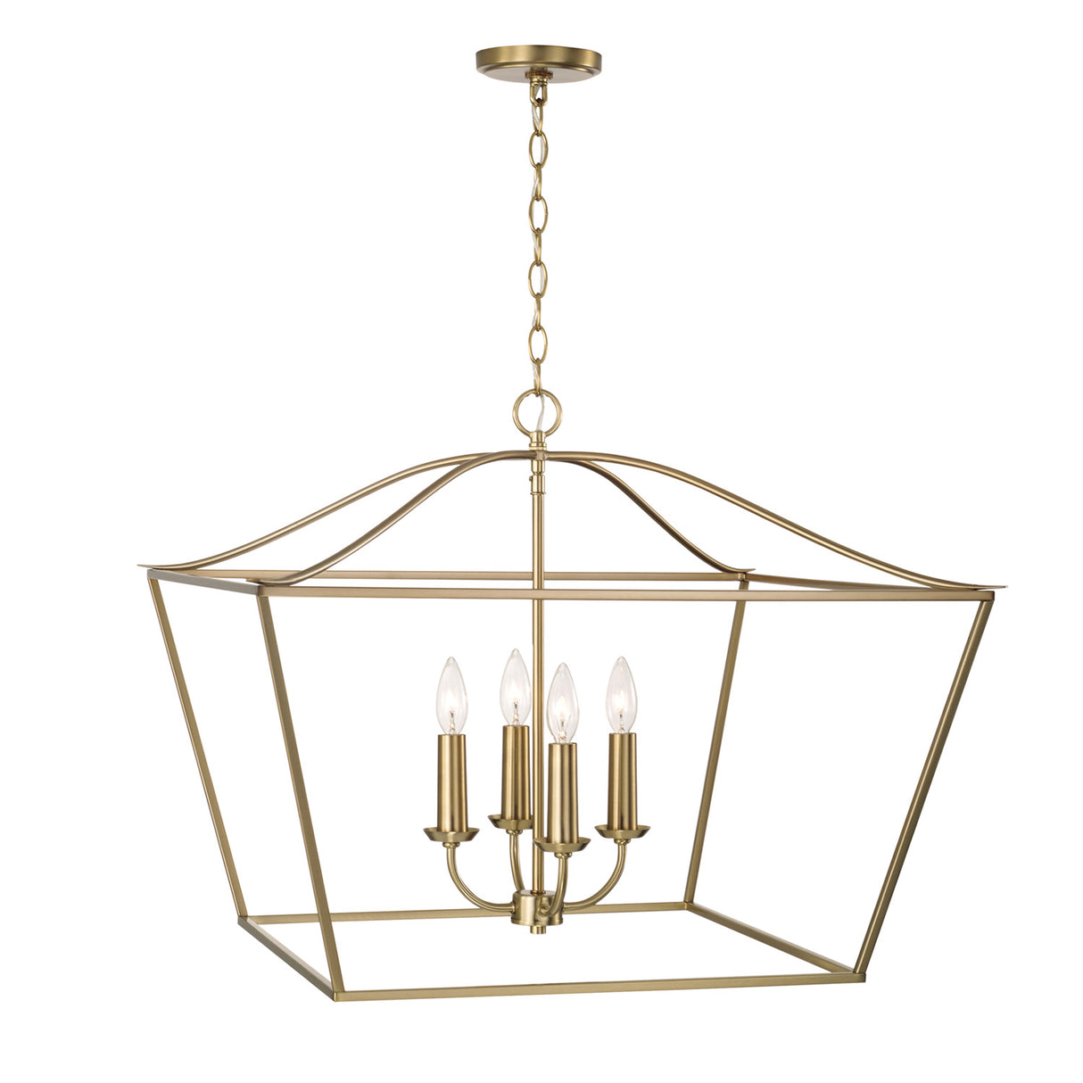 Eloise Lantern Pendant 28", Matte Brass