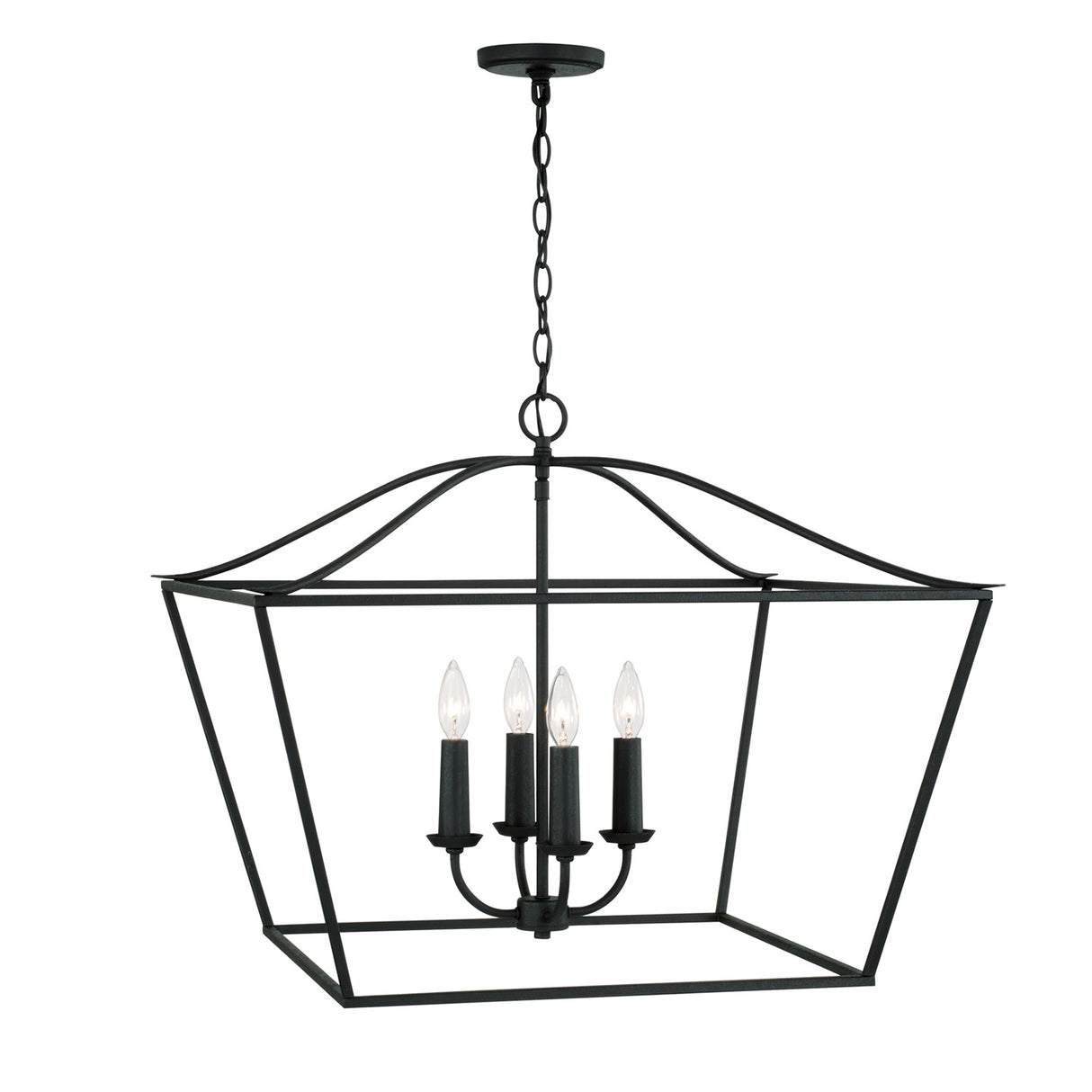Eloise Lantern Pendant 28", Textured Black