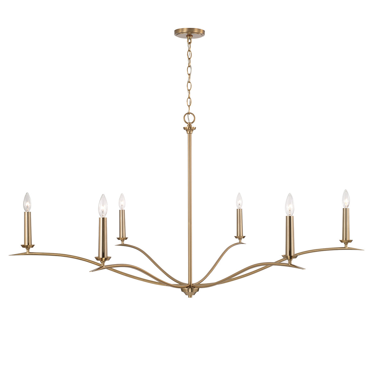 Eloise 6 Light Chandelier 57", Matte Brass
