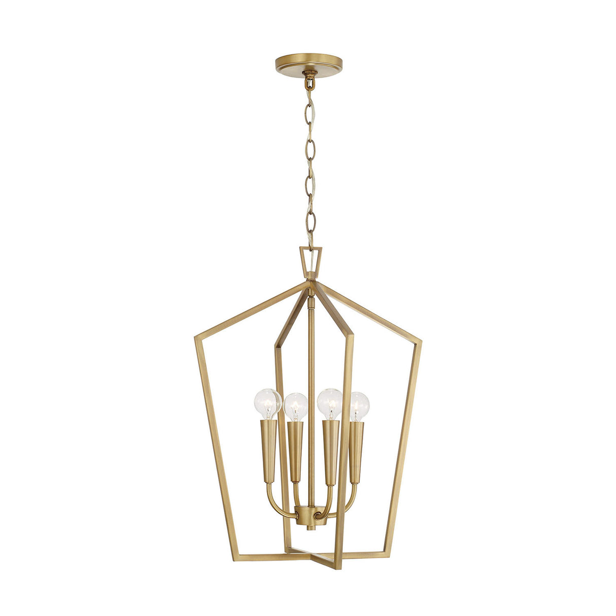 Clara Lantern Pendant 17", Aged Brass