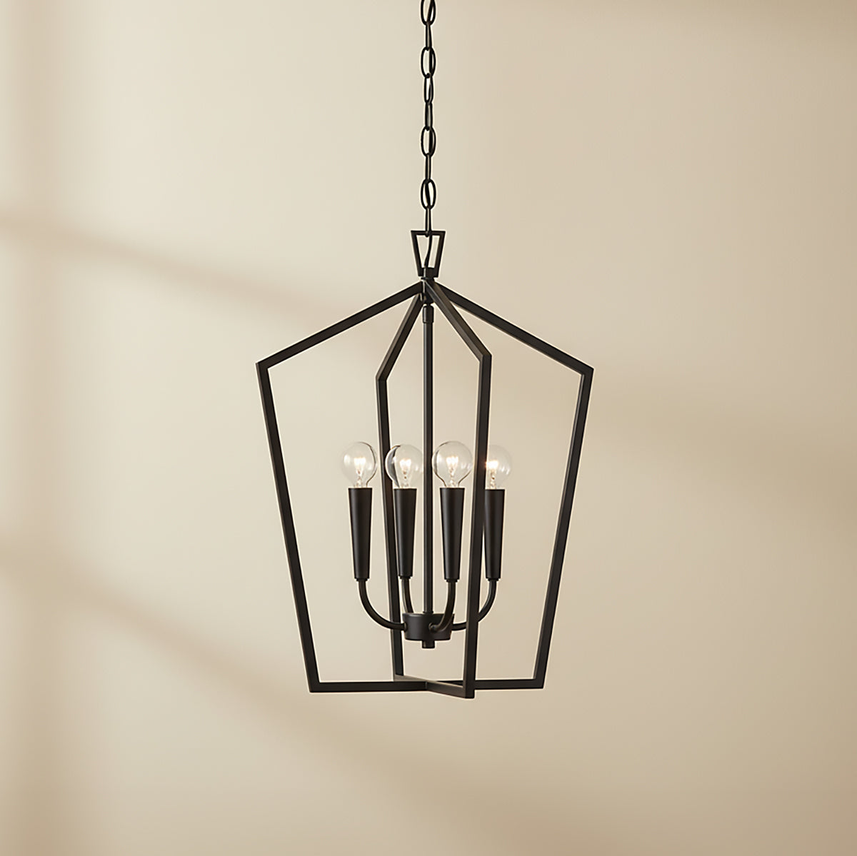 Clara Lantern Pendant 17" wide, Matte Black