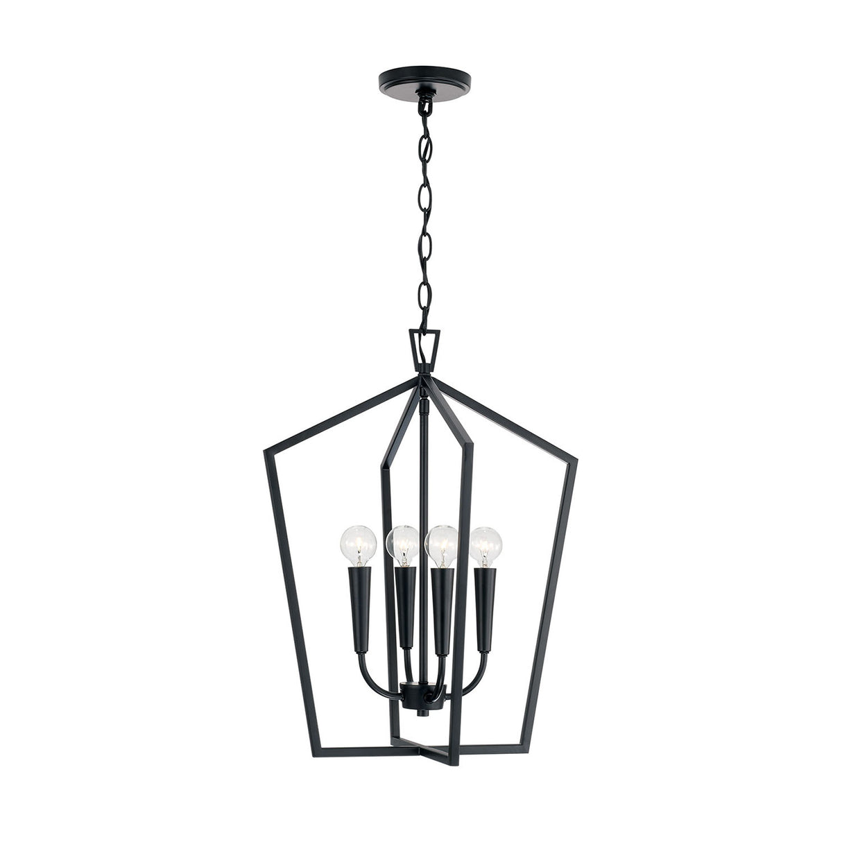 Clara Lantern Pendant 17", Matte Black