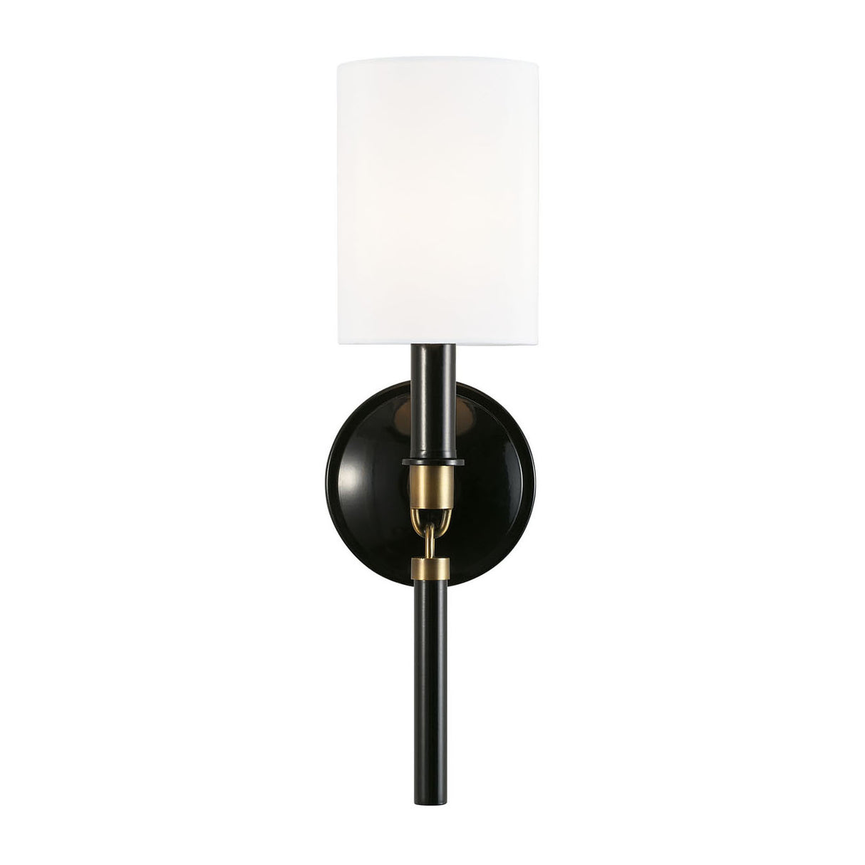Whitby Wall Sconce 17", Glossy Black and Aged Brass