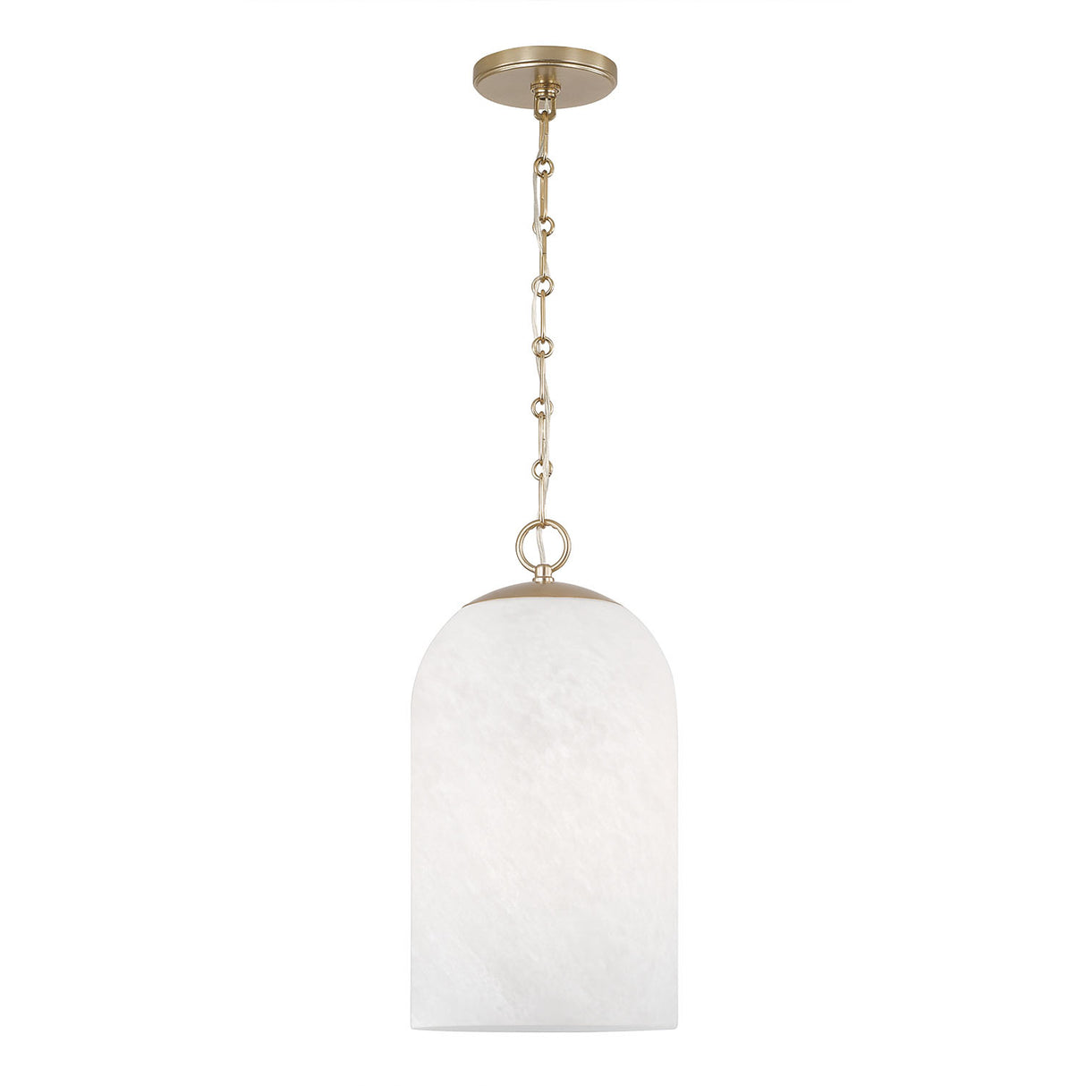 Tovi Pendant 9", Matte Brass with Cloud Opal Glass