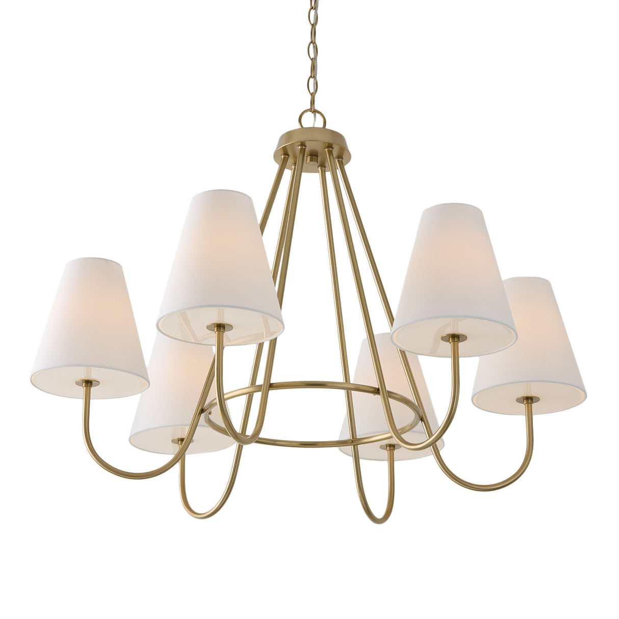 Dorian 6 Light Chandelier 36", Matte Brass