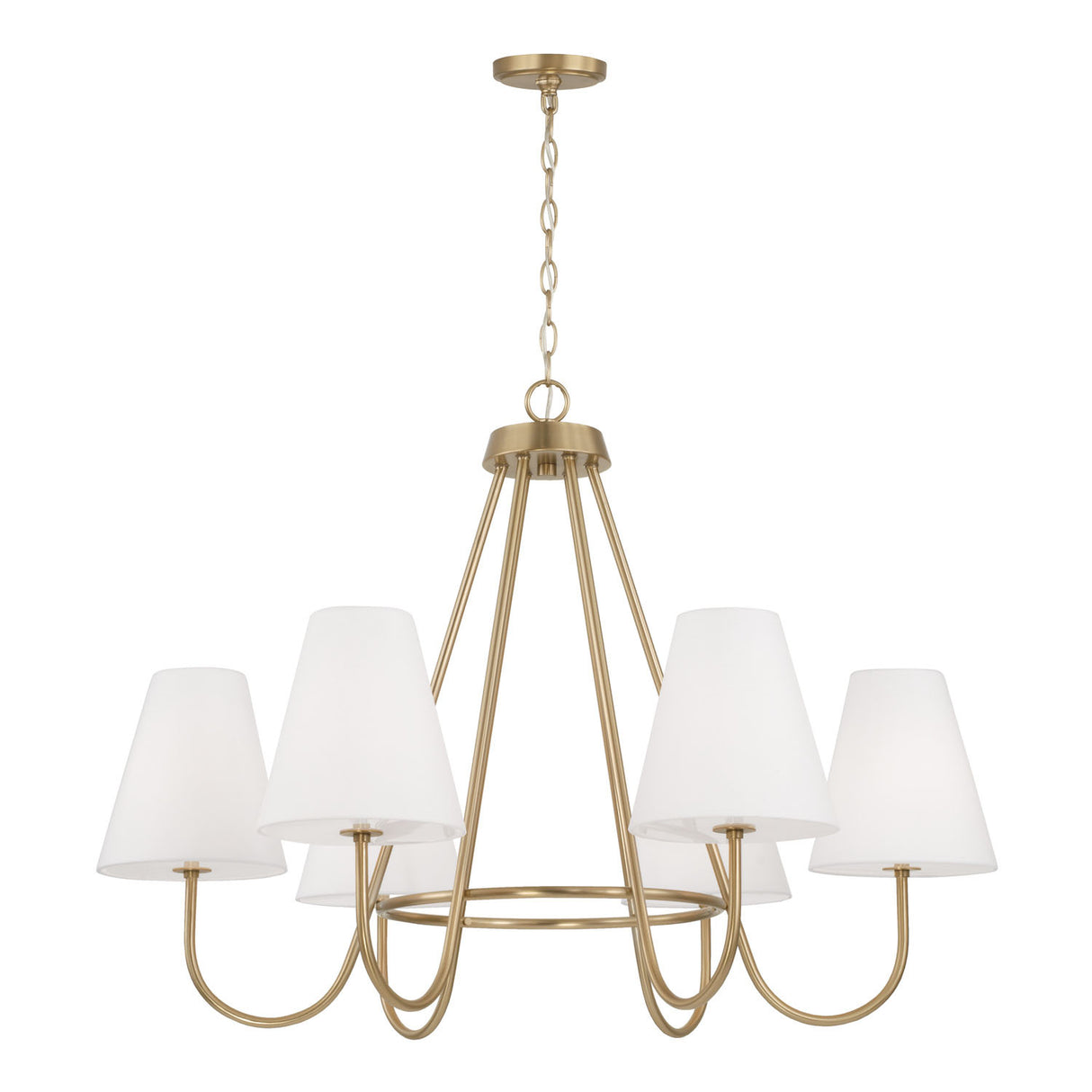 Dorian 6 Light Chandelier 36", Matte Brass