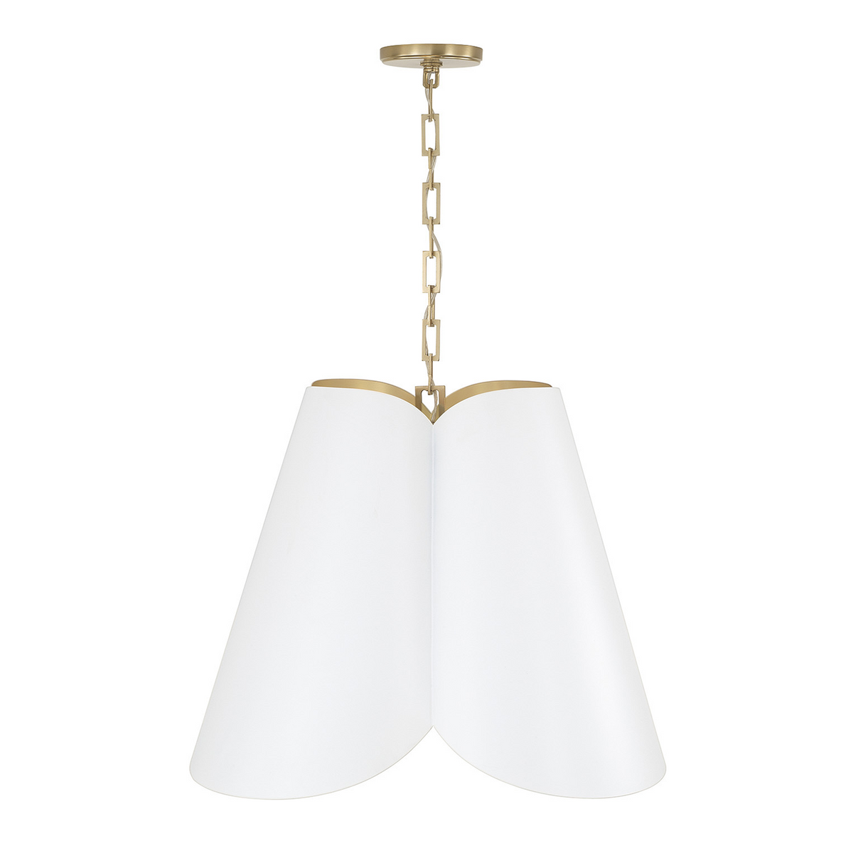 Fiore Pendant 27", White and Matte Brass