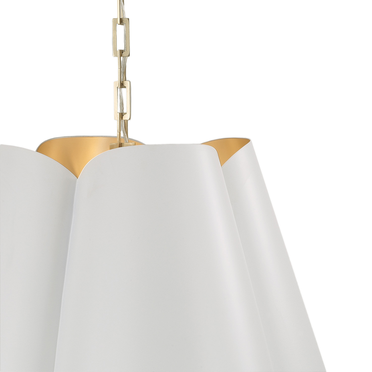 Fiore Pendant 27", White and Matte Brass