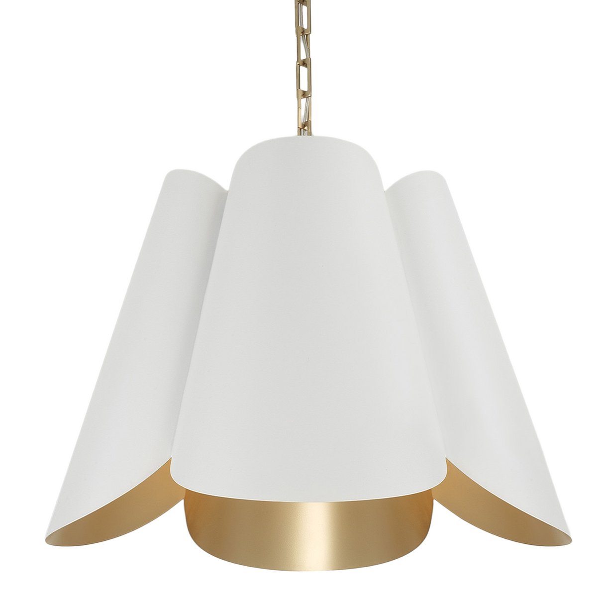 Fiore Pendant 27", White and Matte Brass