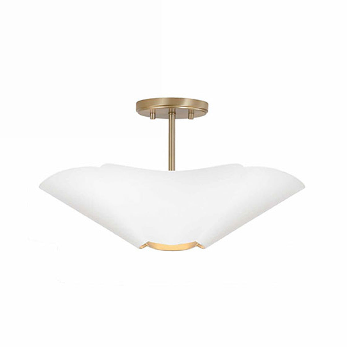 Fiore Semi-Flush 19", White and Matte Brass