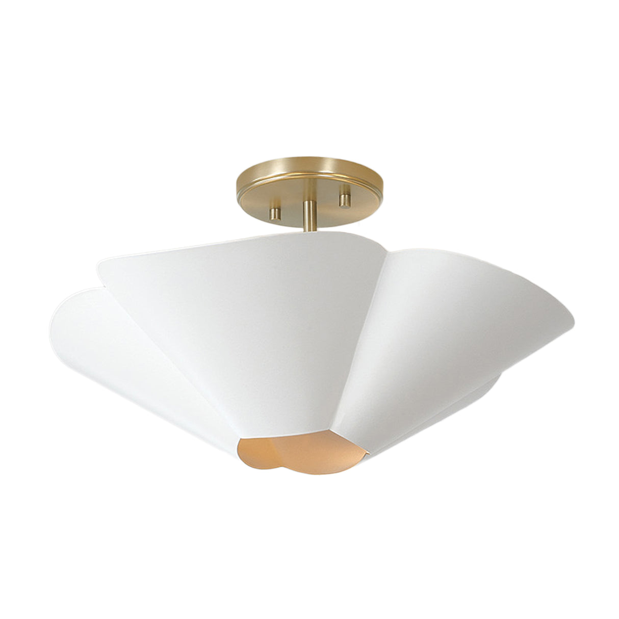 Fiore Semi-Flush 19", White and Matte Brass