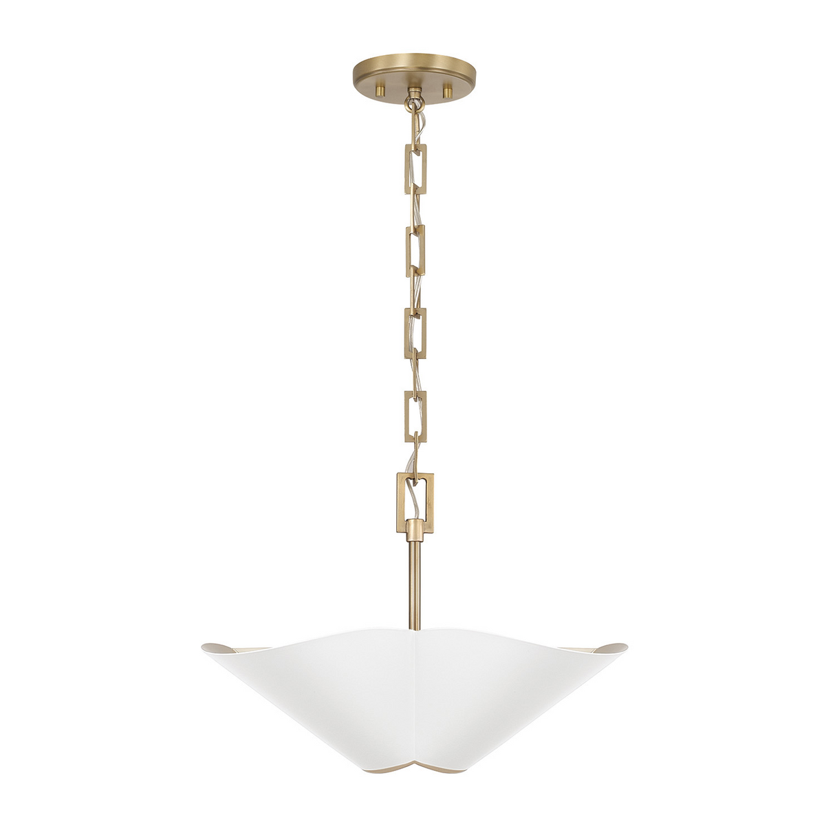 Fiore Pendant 19", White and Matte Brass