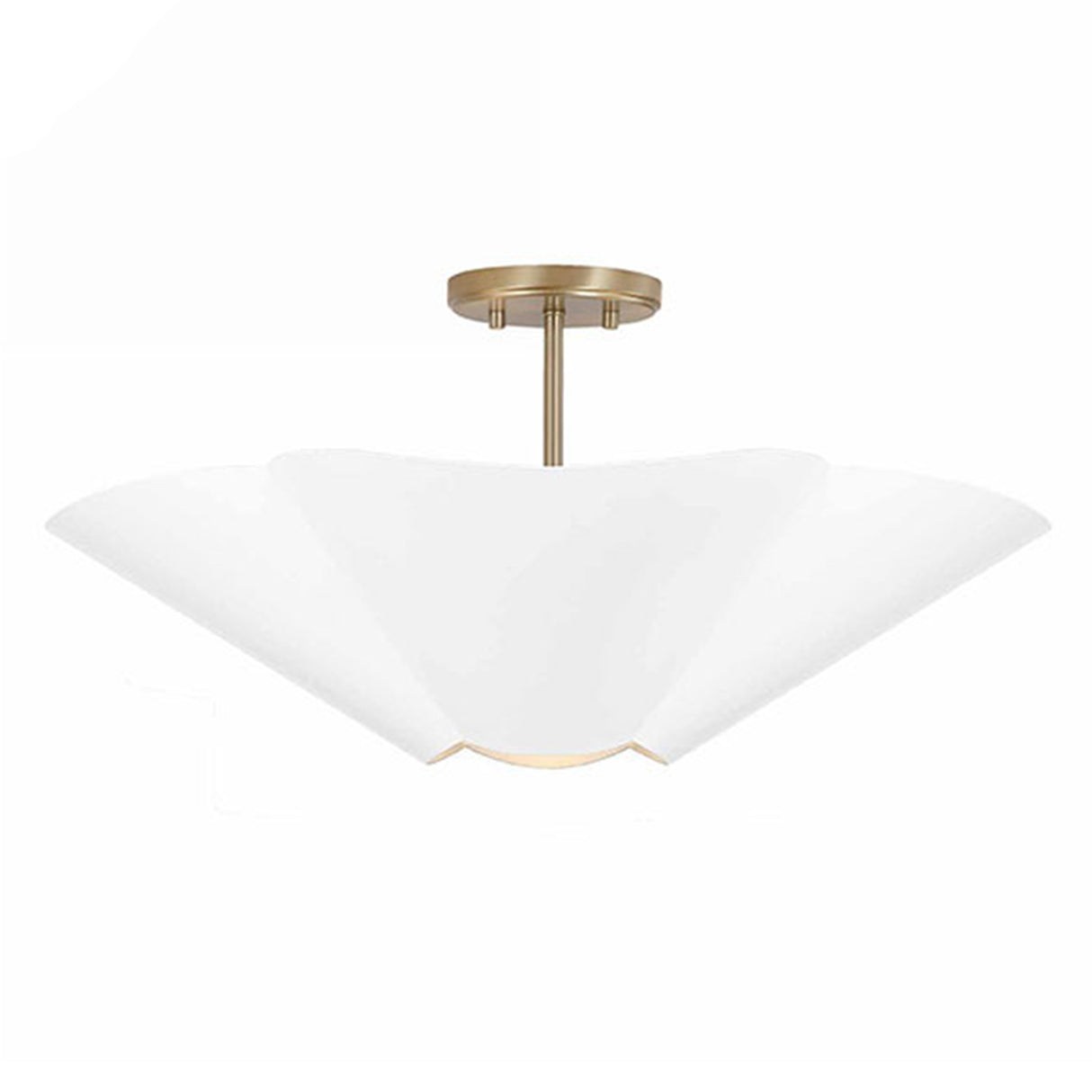 Fiore Semi-Flush 23", White and Matte Brass