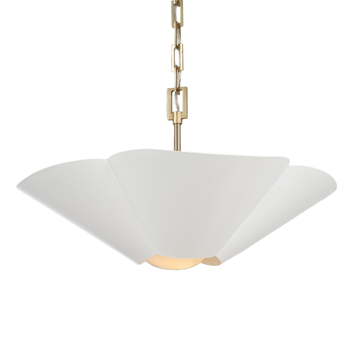 Fiore Pendant 23", White and Matte Brass