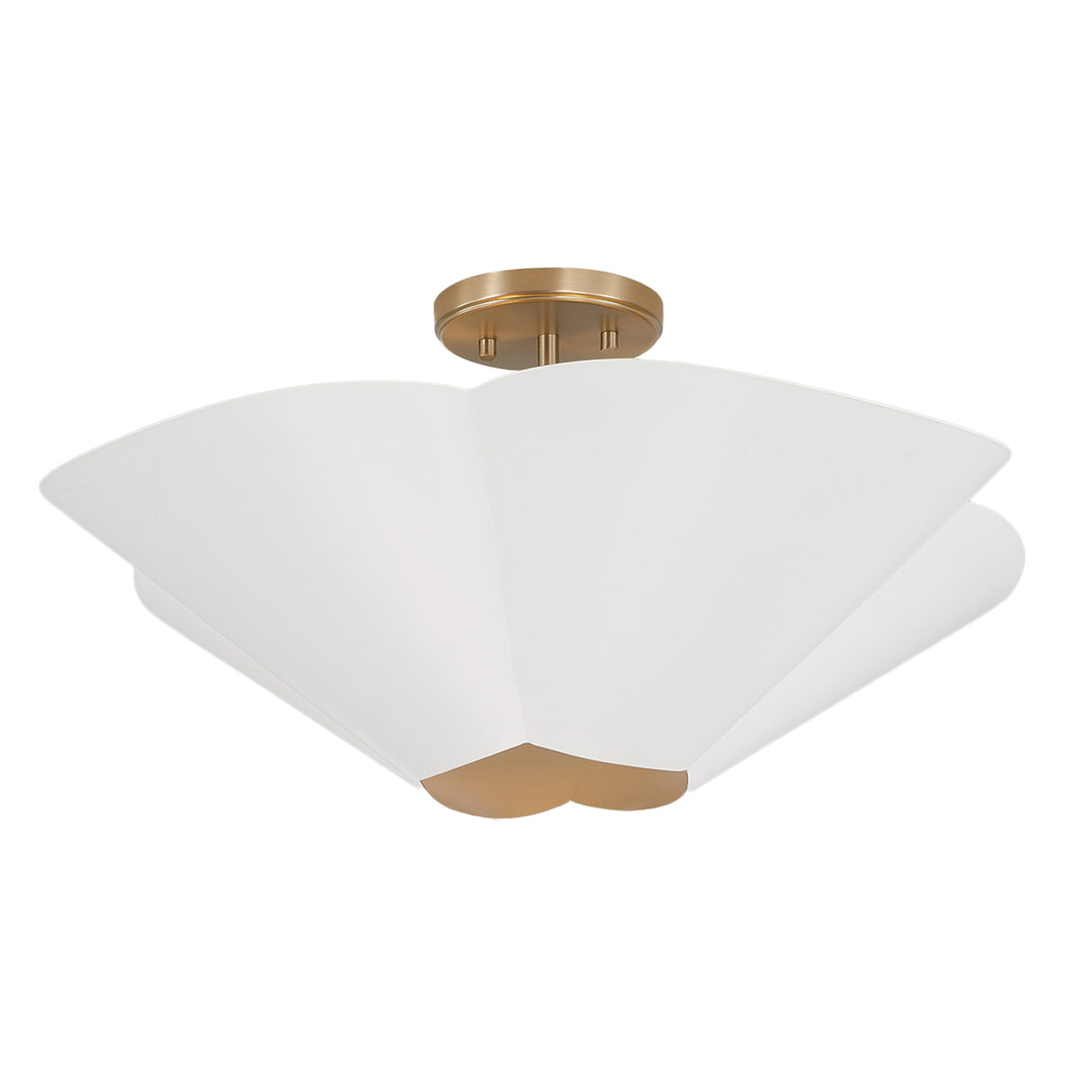 Fiore Semi-Flush 23", White and Matte Brass