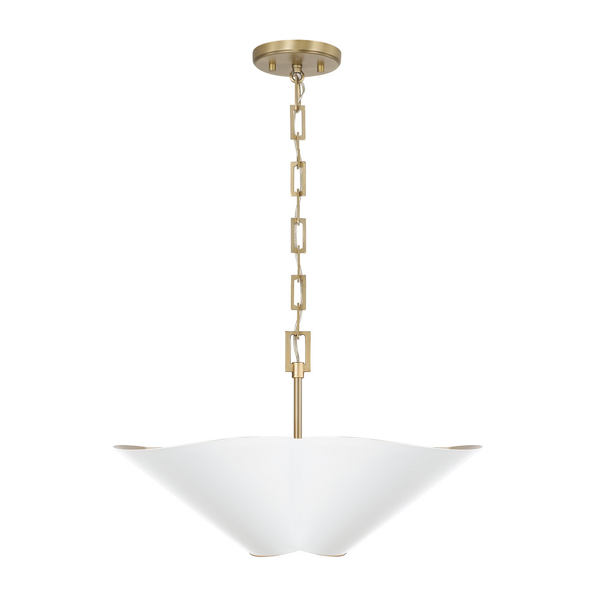 Fiore Pendant 23", White and Matte Brass