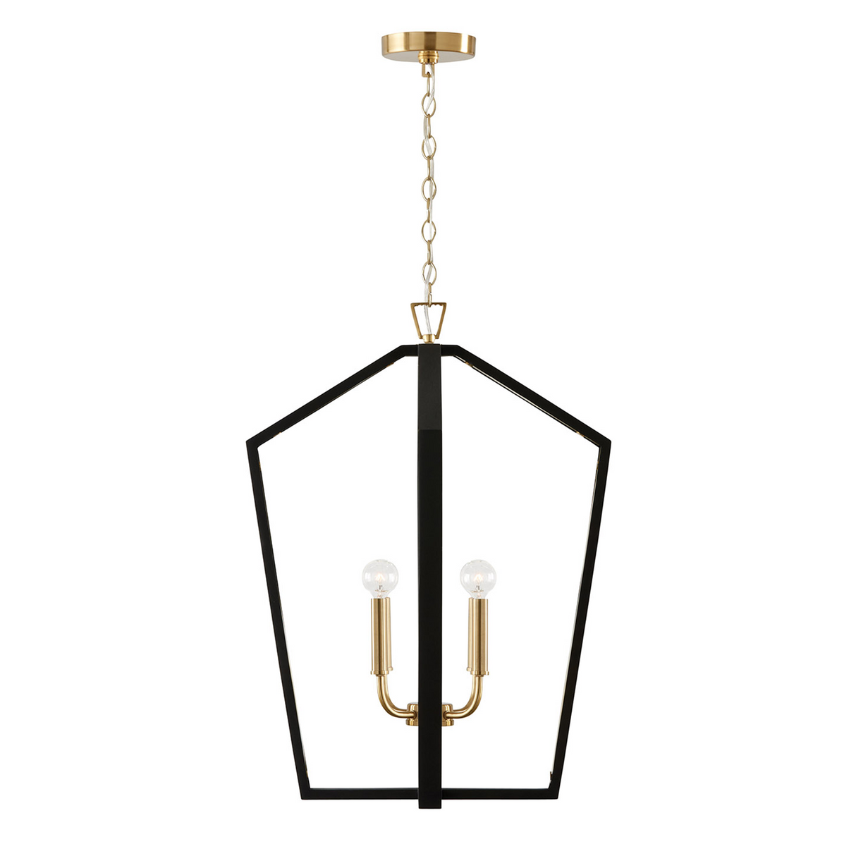Talin Lantern Pendant 20", Black and Matte Brass