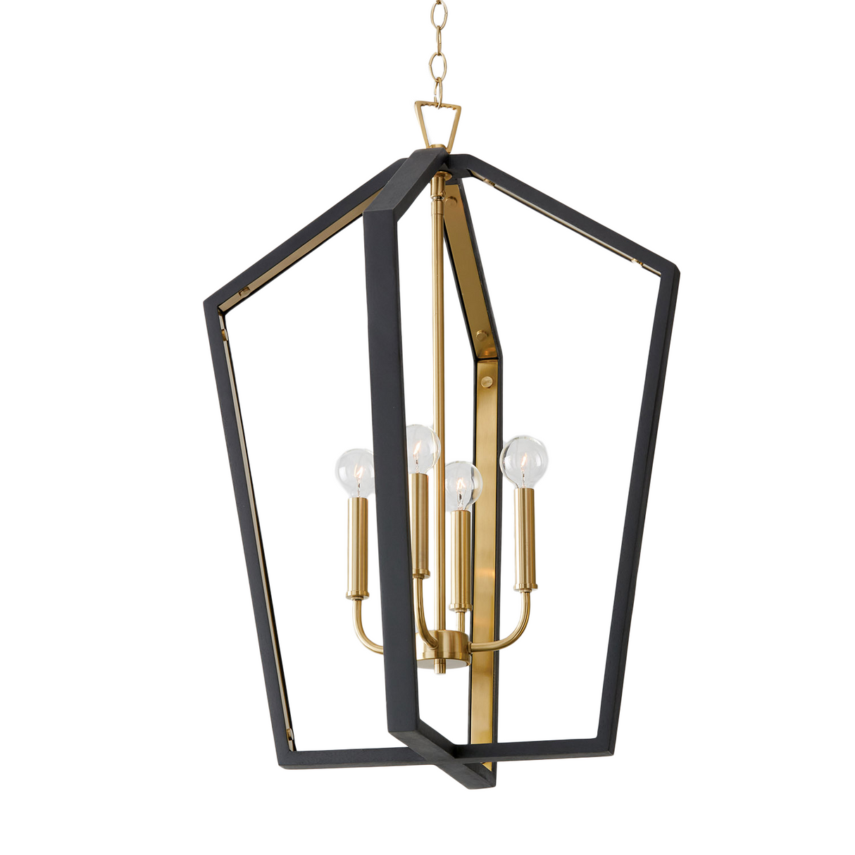 Talin Lantern Pendant 20", Black and Matte Brass