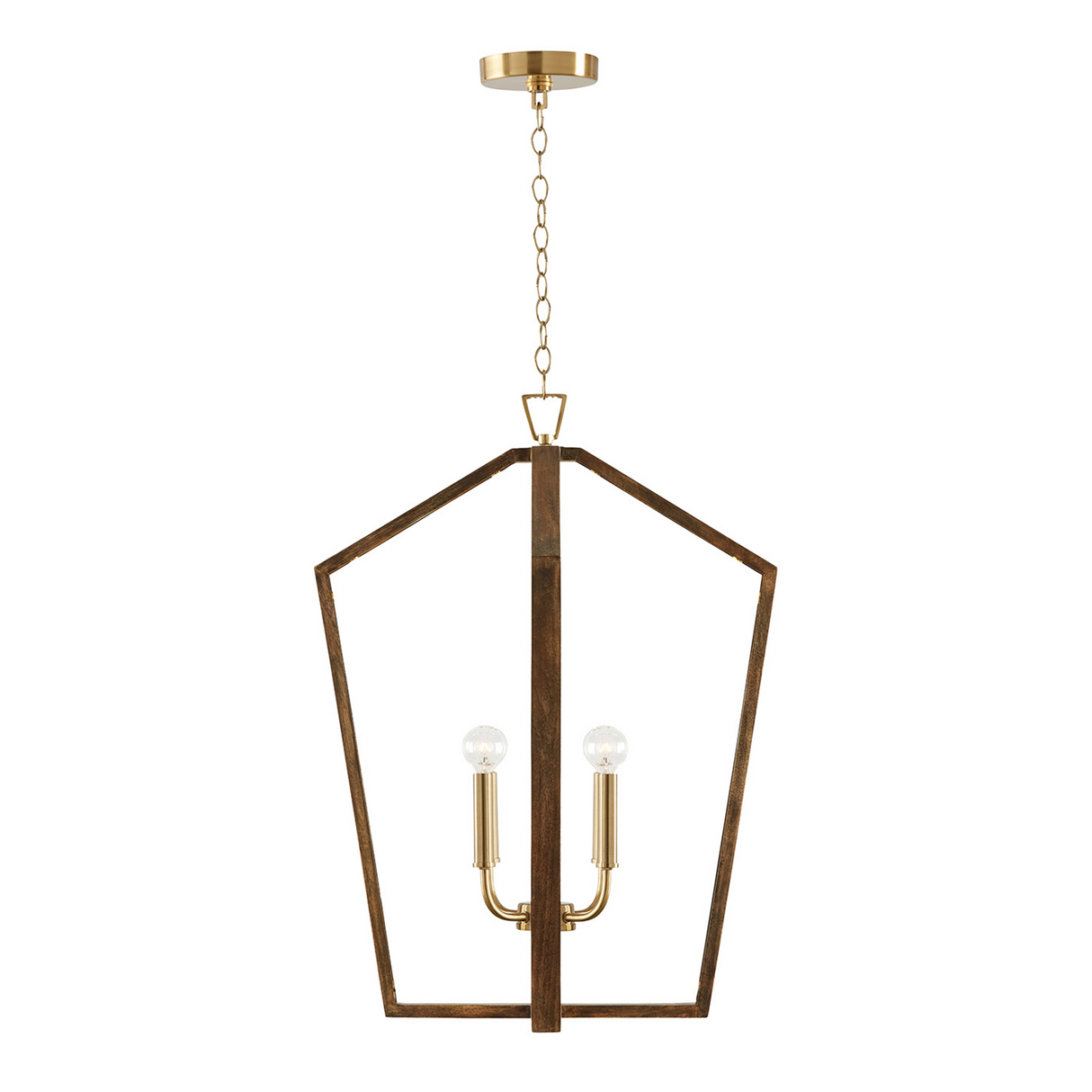 Talin Lantern Pendant 20", Chestnut and Matte Brass