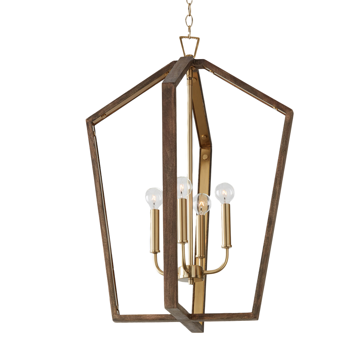 Talin Lantern Pendant 20", Chestnut and Matte Brass