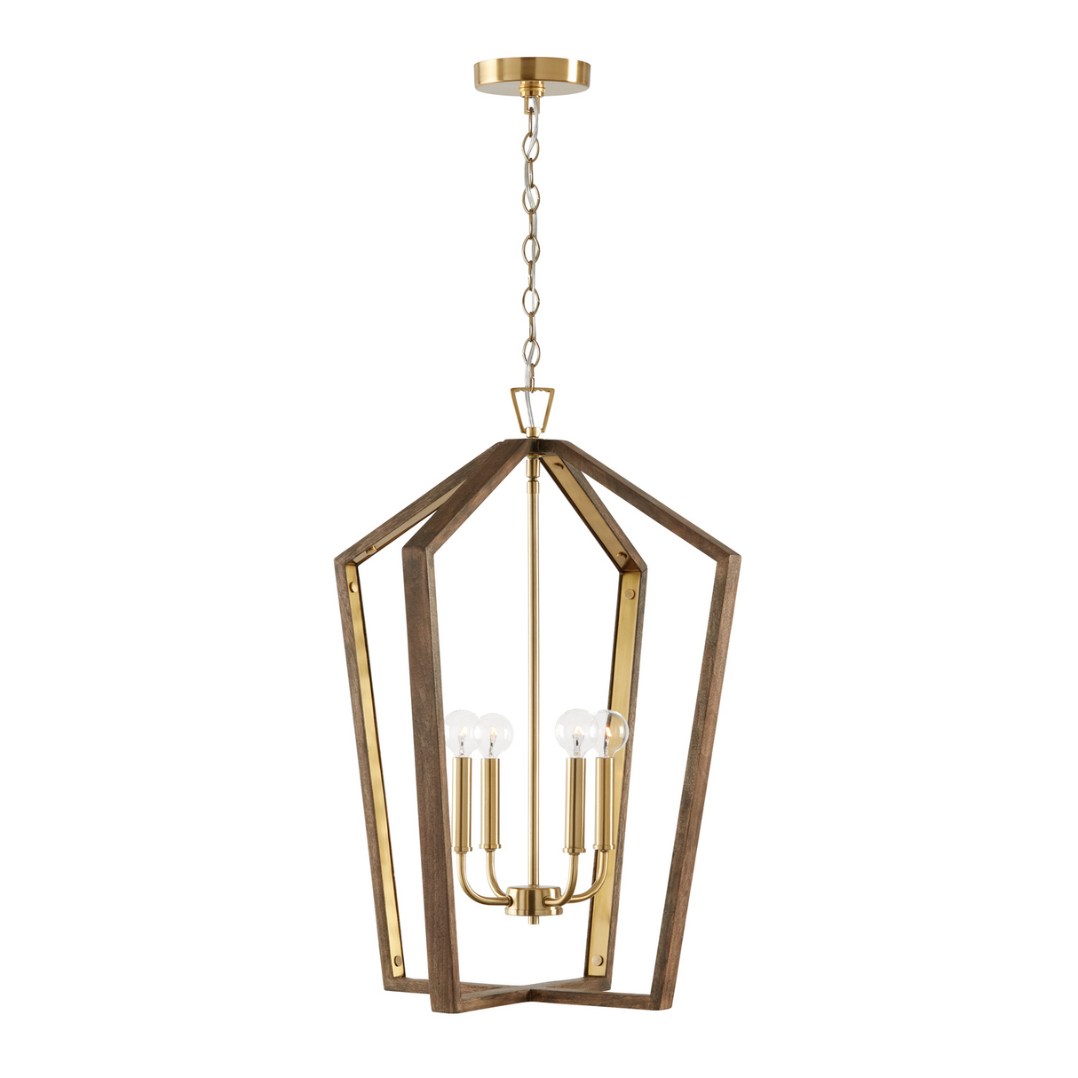 Talin Lantern Pendant 20", Chestnut and Matte Brass