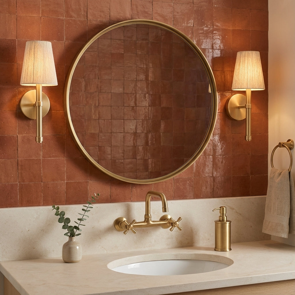 Evren Wall Sconce 17, Matte Brass with Natural Rope for Mediterranean home with Terra Cotta Tile