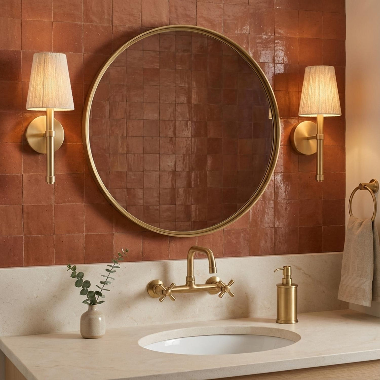Evren Wall Sconce 17", Matte Brass with Natural Rope
