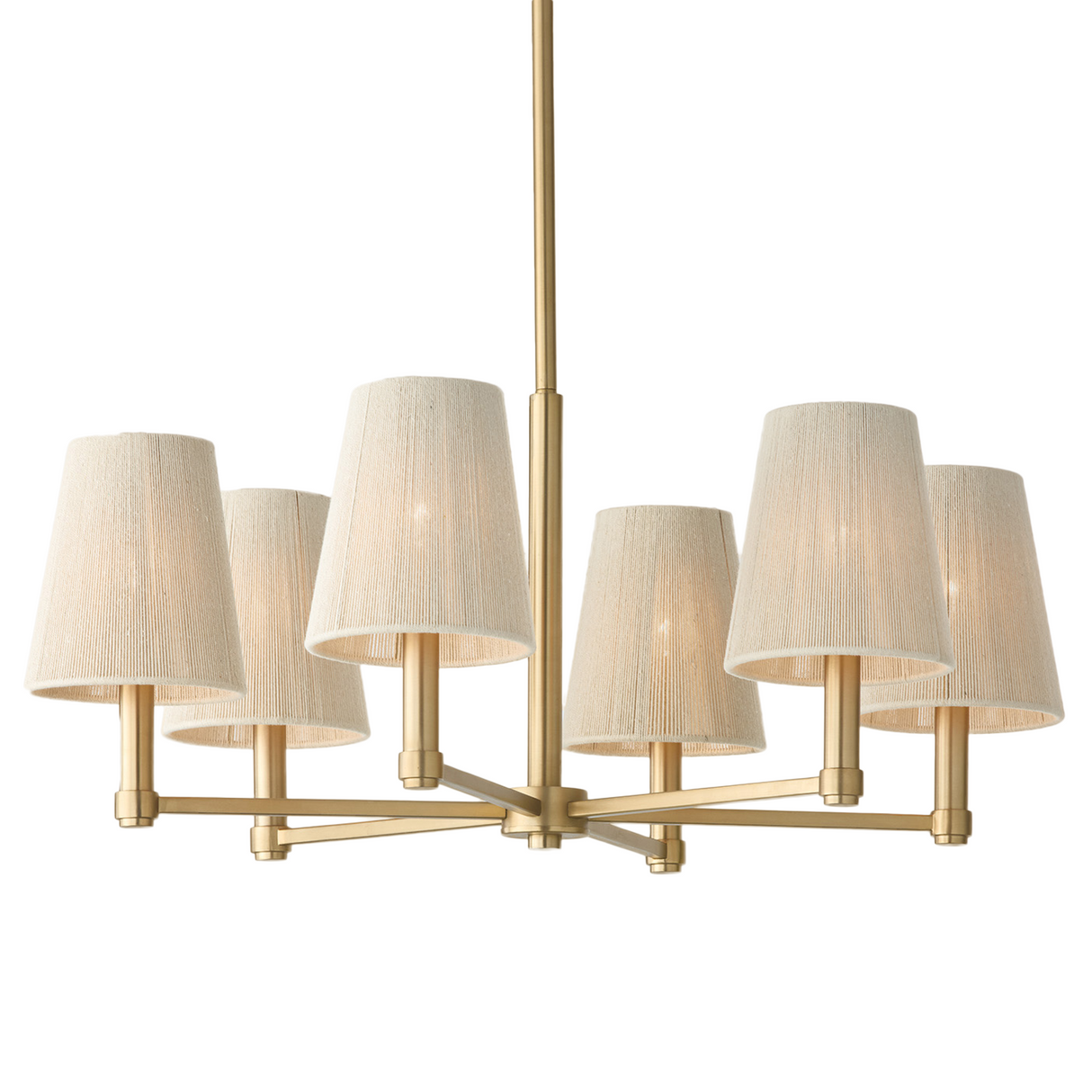 Evren 6 Light Chandelier 30", Matte Brass with Natural Rope